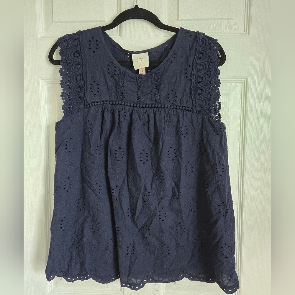 Knox Rose Midnight Blue Eyelet Shirt